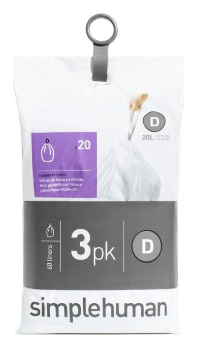 simplehuman - Bin Liner Code D 3 x 20 Pack 60 Liners